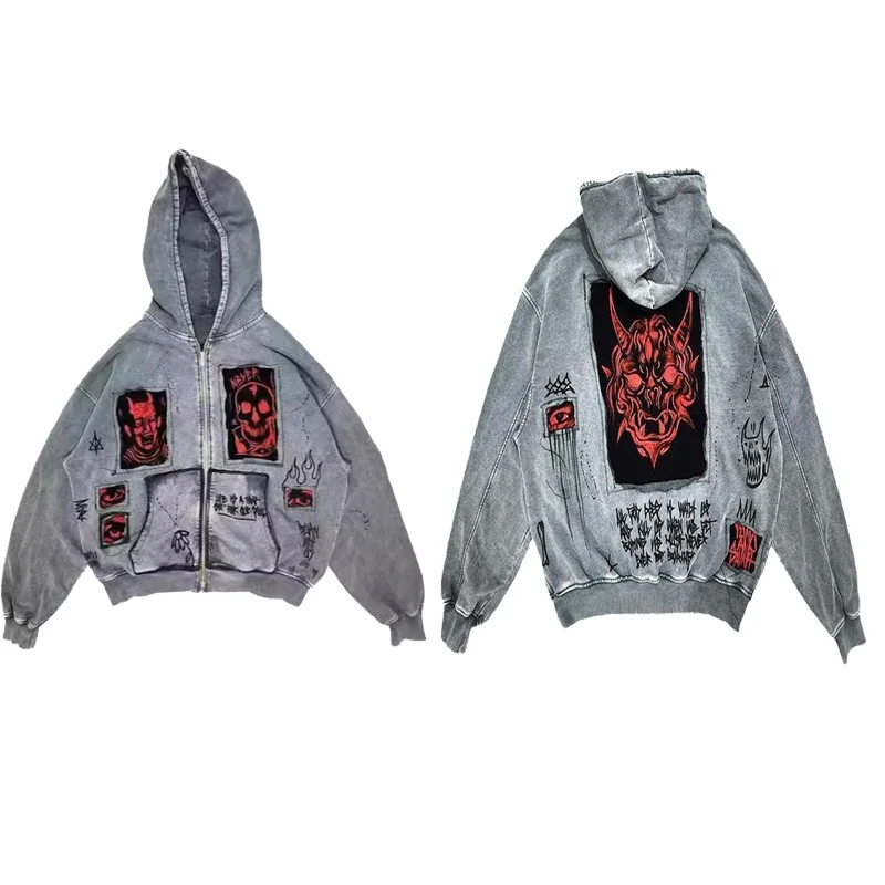 Y2K Hooded Zipper Sweatshirt Men's and Women's Clothes Loose Fashion Devil Print Patch American Street Couple Retro Tops
Y2K Hooded Zipper Sweatshirt Men's and Women's Clothes Loose Fashion Devil Print Patch American Street Couple Retro Tops