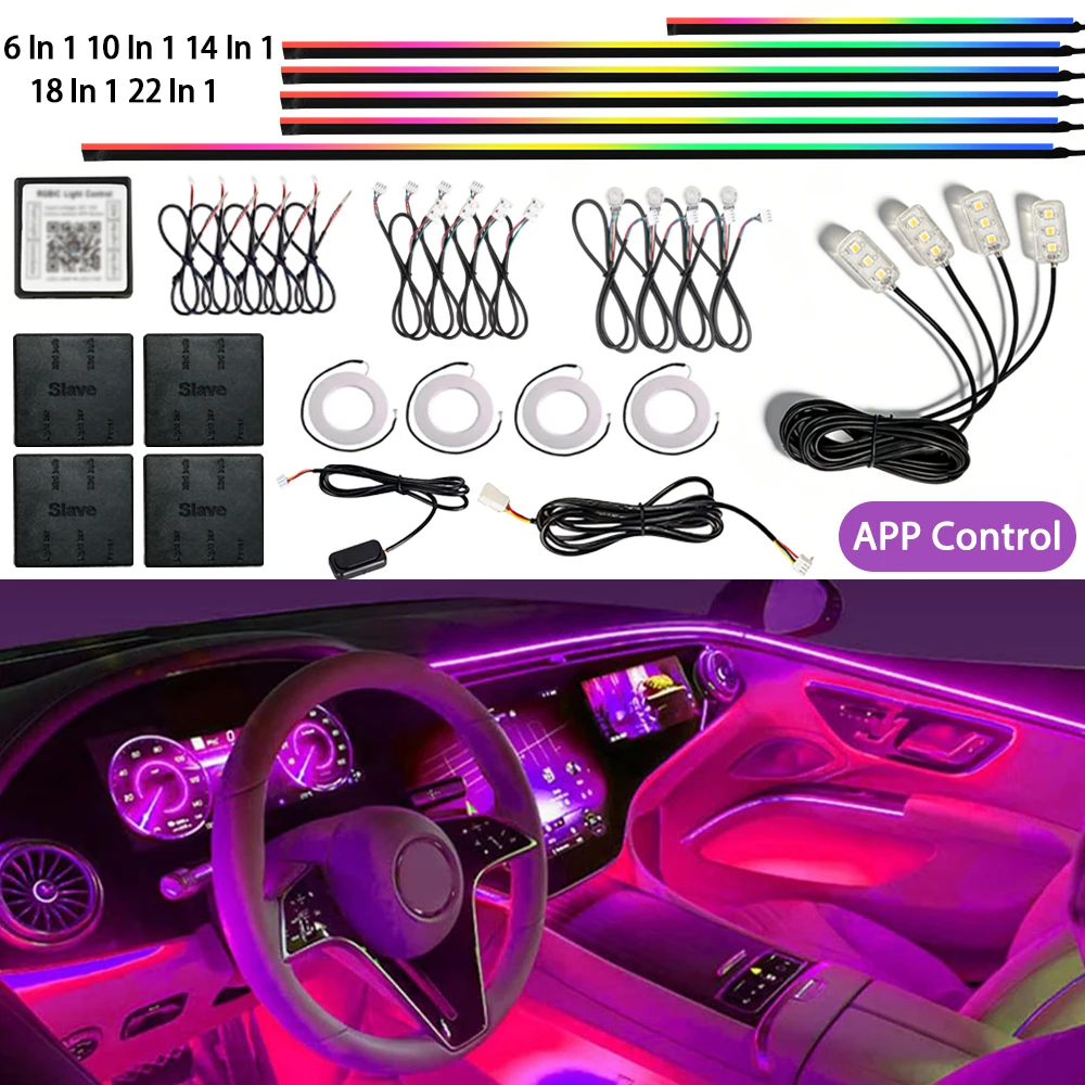 Светодиодная лампа LED 22 в 1 Symphony Acrylic Universal Atmosphere Lamp с управлением через приложение, музыкальным контролем, комплект для внутренней подсветки автомобиля, RGB неоновая декоративная лампа
Светодиодная лампа LED 22 в 1 Symphony Acrylic Universal Atmosphere Lamp с управлением через приложение, музыкальным контролем, комплект для внутренней подсветки автомобиля, RGB неоновая декоративная лампа