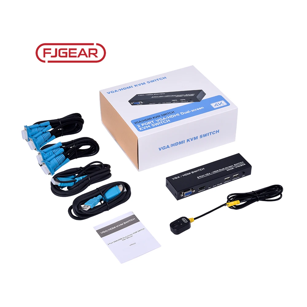 FJ-VHK202 Fjgear Plug-And-Play 3840*2160/30 Гц 2-портовый Vga/Hdmi Kvm двухэкранный коммутатор Vga/Hdmi с KVM-переключателем
FJ-VHK202 Fjgear Plug-And-Play 3840*2160/30 Гц 2-портовый Vga/Hdmi Kvm двухэкранный коммутатор Vga/Hdmi с KVM-переключателем