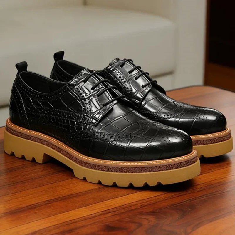 High Quality Embossed Carved Business Formal Leather Shoes For Men Anti-slip Thick-sole Height-increasing Derby Dress Shoes Man
High Quality Embossed Carved Business Formal Leather Shoes For Men Anti-slip Thick-sole Height-increasing Derby Dress Shoes Man