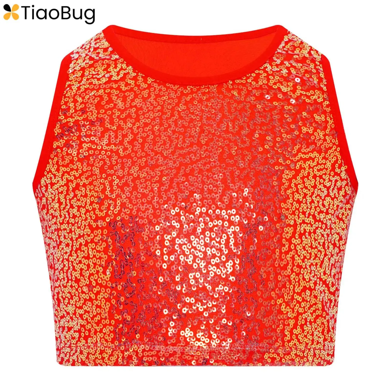 Kids Girls Sequins Dance Top Round Neck Sleeveless Tank Crop Top Vest Jazz Ballet Dance Cheerleading Performance Streetwear
Kids Girls Sequins Dance Top Round Neck Sleeveless Tank Crop Top Vest Jazz Ballet Dance Cheerleading Performance Streetwear