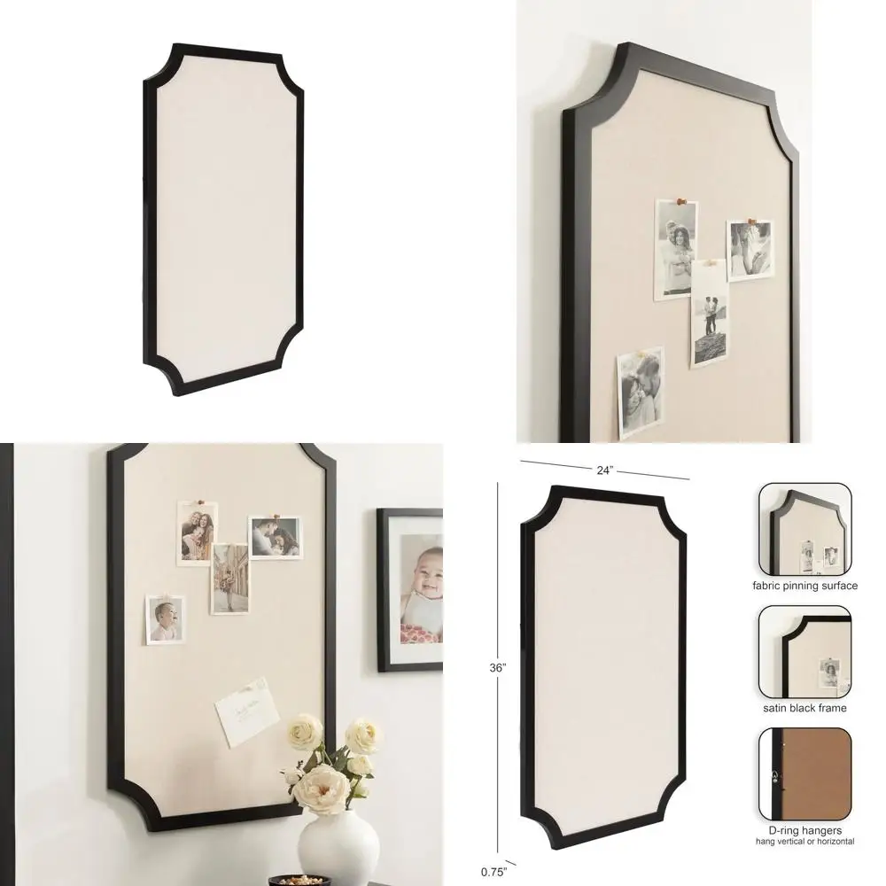 Modern Scalloped Fabric Pinboard, 24x36, Black, Decorative Vision Board or Wall Organizer
Modern Scalloped Fabric Pinboard, 24x36, Black, Decorative Vision Board or Wall Organizer