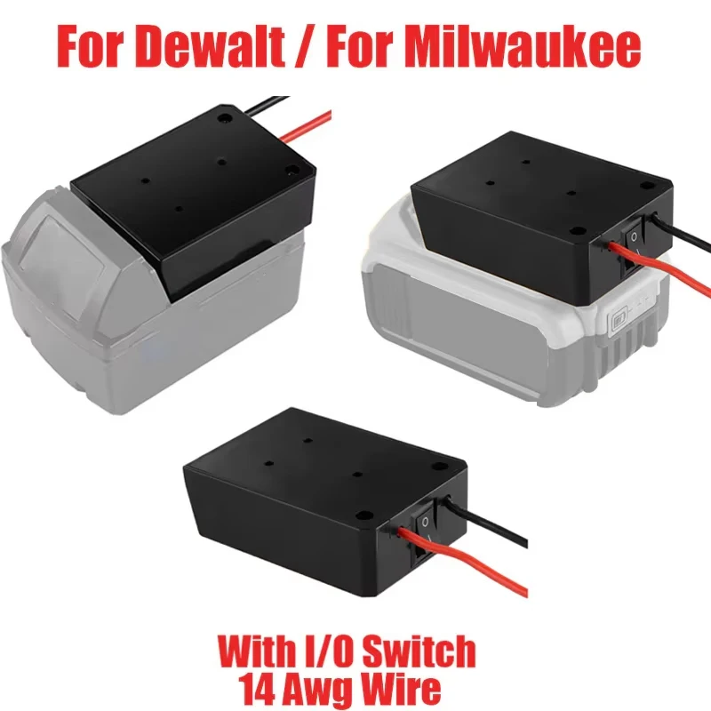 New 14.4-18V Li-Ion Battery Charger Adapter For Milwaukee/DeWalt,Power Connector Dock Holder With 14 Awg Wires I/O Switch
New 14.4-18V Li-Ion Battery Charger Adapter For Milwaukee/DeWalt,Power Connector Dock Holder With 14 Awg Wires I/O Switch
