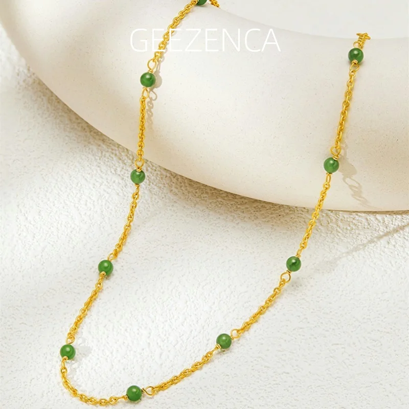 GEEZENCA 925 Silver Natural Jasper Bead Spaced Chokers Necklace Women Green Jade Chic Necklaces For Stack Mix Match 2024 Gift
GEEZENCA 925 Silver Natural Jasper Bead Spaced Chokers Necklace Women Green Jade Chic Necklaces For Stack Mix Match 2024 Gift