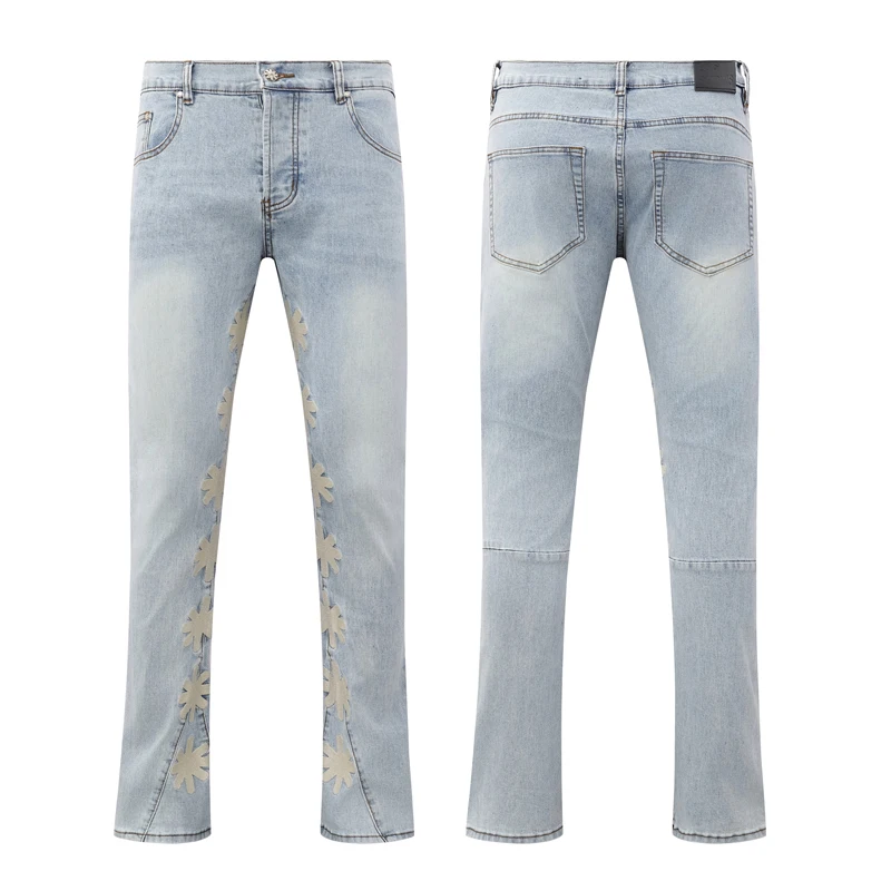 LOST Jeans High Quality Heavy Embroidery Flower Button Denim Trousers American Hip-hop Streetwear Men's Micro Flared Pants
LOST Jeans High Quality Heavy Embroidery Flower Button Denim Trousers American Hip-hop Streetwear Men's Micro Flared Pants