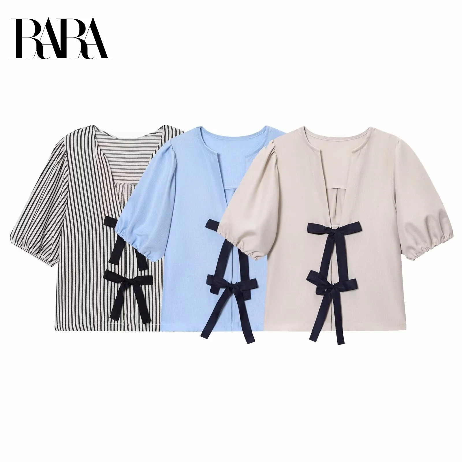 RARA2025 Womens Summer New Style Contrast Color Bow Placket Casual Elegant V Neck Puff Short Sleeve Short Shirt Top
RARA2025 Womens Summer New Style Contrast Color Bow Placket Casual Elegant V Neck Puff Short Sleeve Short Shirt Top