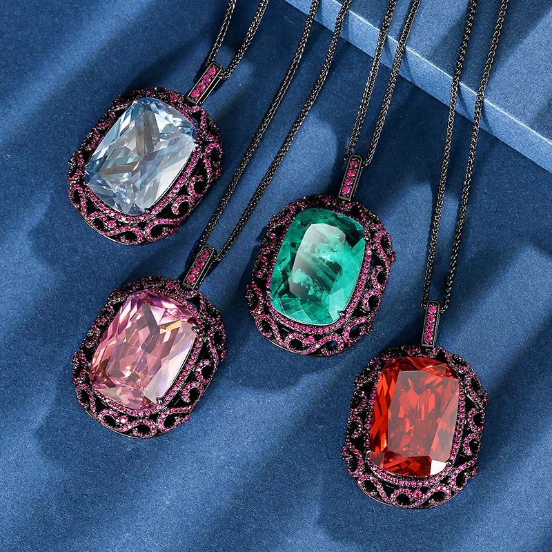 Vintage Large Oval Colorful Gemstone Pendant Necklace with Pink CZ Accents Luxury Statement Jewelry for Women’s Party Gift
Vintage Large Oval Colorful Gemstone Pendant Necklace with Pink CZ Accents Luxury Statement Jewelry for Women’s Party Gift