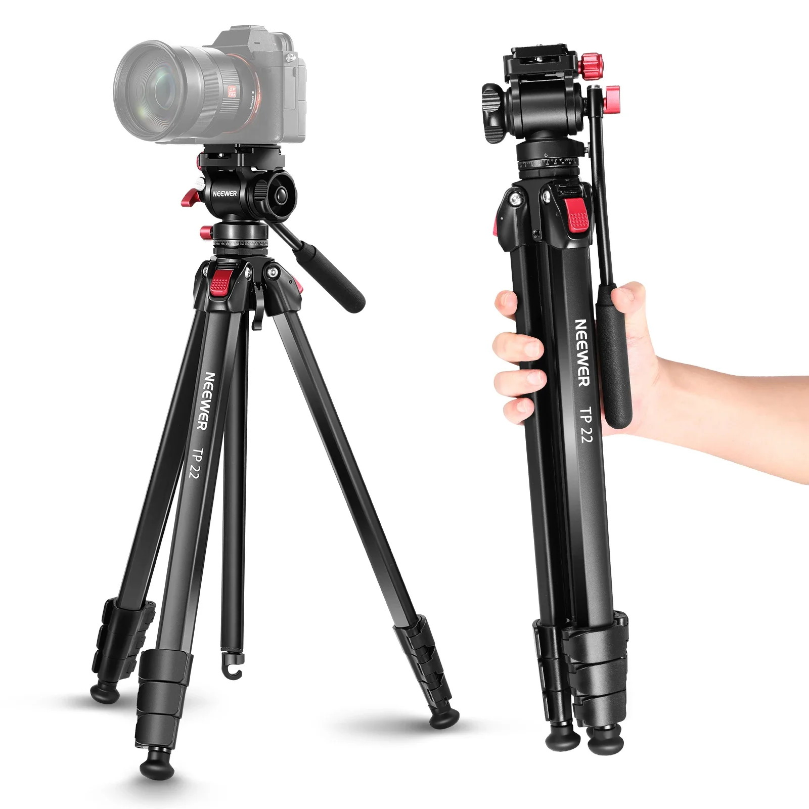 NEEWER 63"/160cm Travel Tripod, Portable Aluminum Video Tripod With Pan Tilt Fluid Head Compatible With Panasonic Sony Canon JVC
NEEWER 63"/160cm Travel Tripod, Portable Aluminum Video Tripod With Pan Tilt Fluid Head Compatible With Panasonic Sony Canon JVC