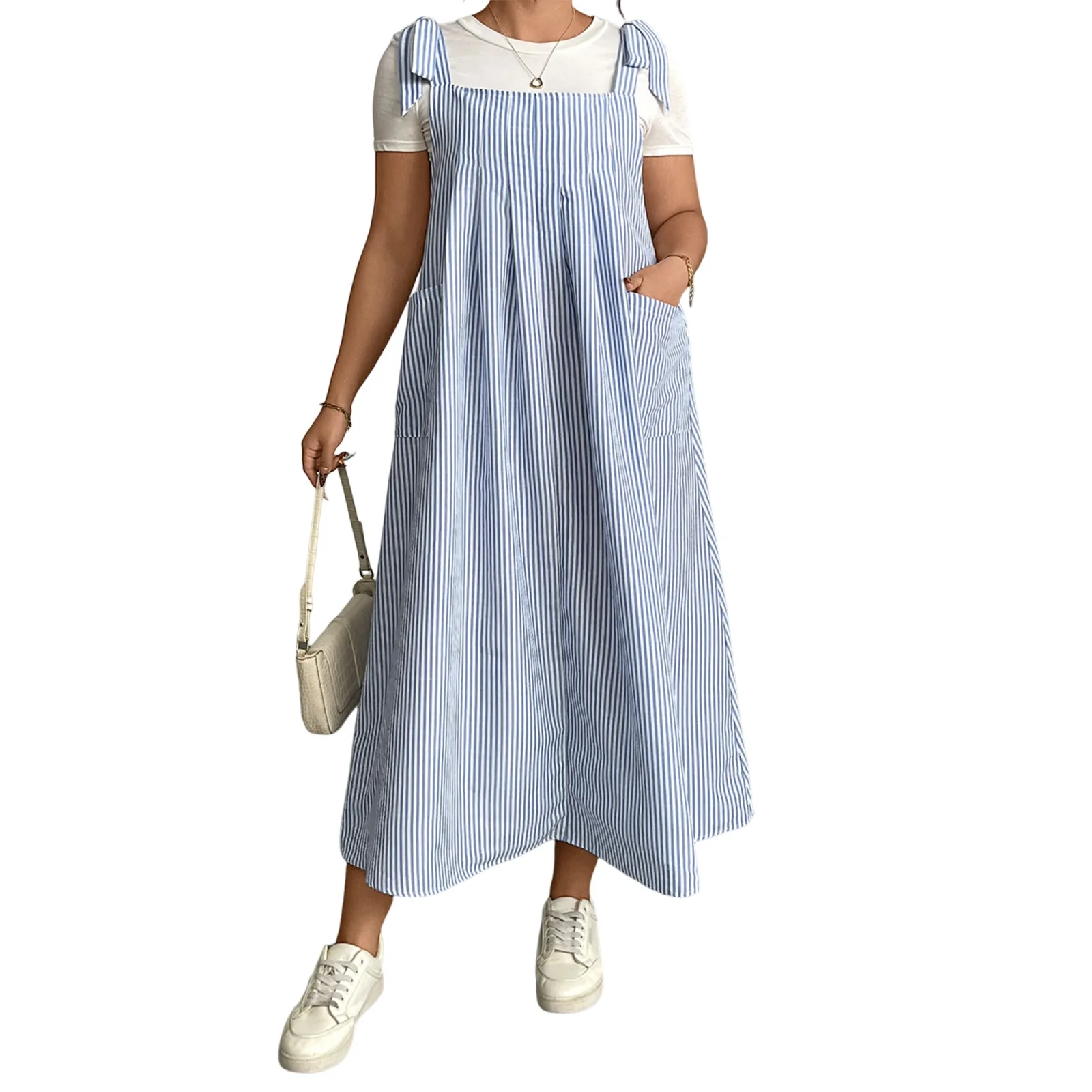 2025 Fashion Women's Spring Summer Loose Overall Dress Sleeveless Tie Shoulder Oversized Striped Plus Size Dresses
2025 Fashion Women's Spring Summer Loose Overall Dress Sleeveless Tie Shoulder Oversized Striped Plus Size Dresses
