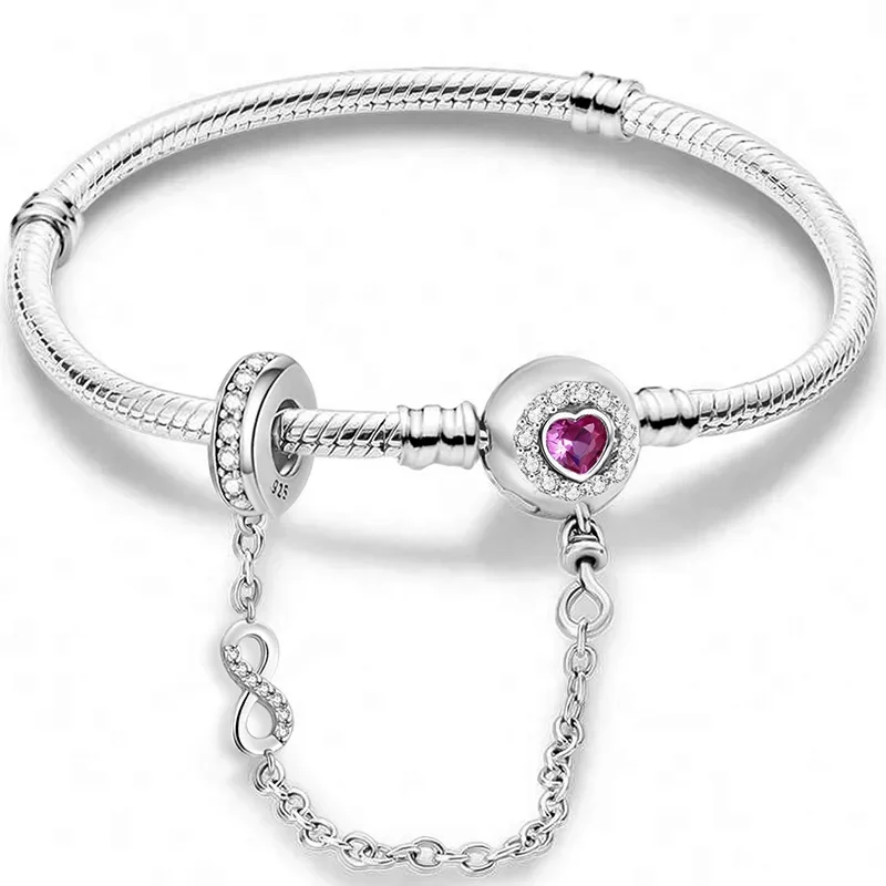 925 Sterling Silver Simple Exquisite Claw Love Heart Bracelet DIY Bead Making Fit Original Pan Bracelets Fine Jewelry Gift
925 Sterling Silver Simple Exquisite Claw Love Heart Bracelet DIY Bead Making Fit Original Pan Bracelets Fine Jewelry Gift