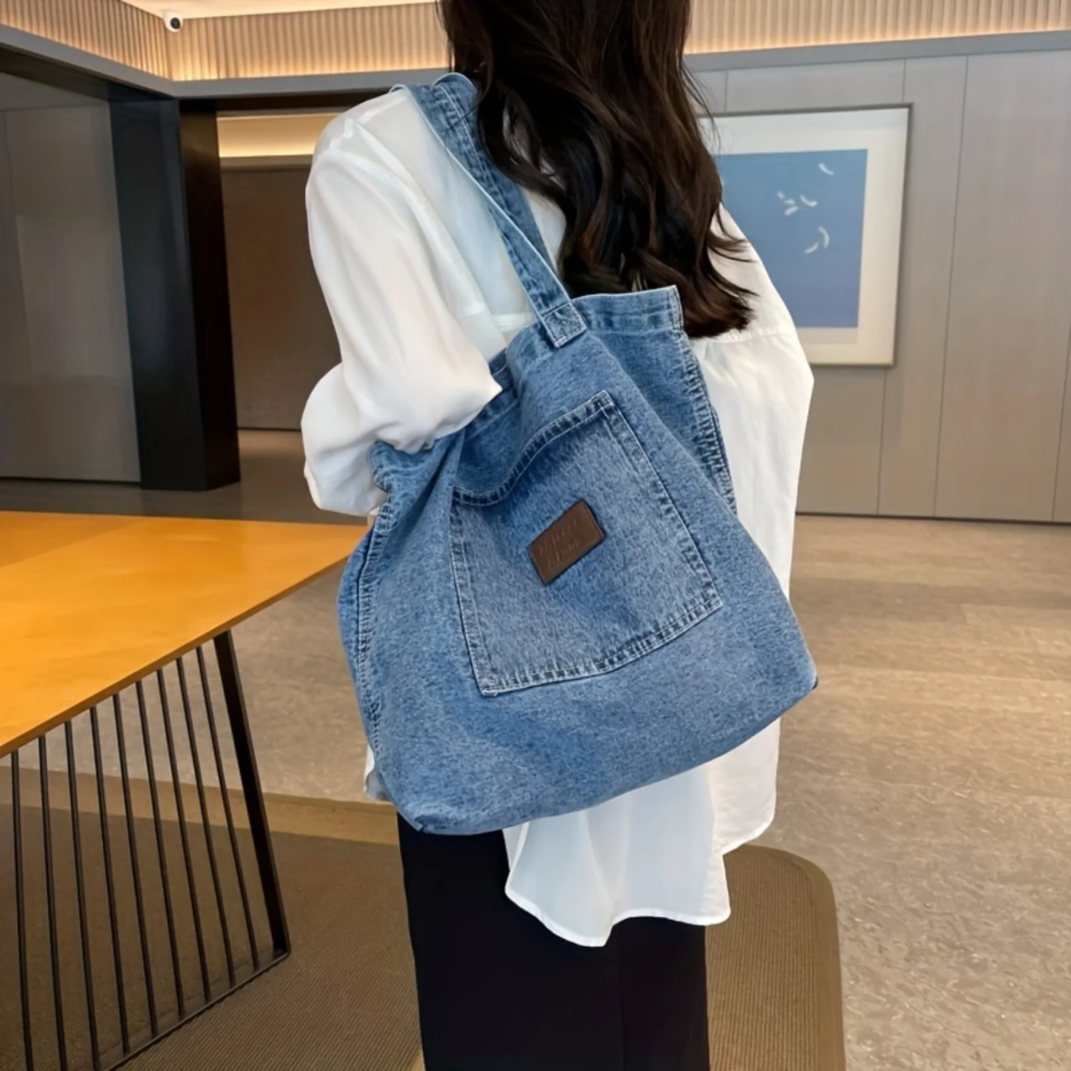 Retro Vintage Denim Tote Bag with Large Capacity - Women's Grunge Hobo Handbag & Purse
Retro Vintage Denim Tote Bag with Large Capacity - Women's Grunge Hobo Handbag & Purse