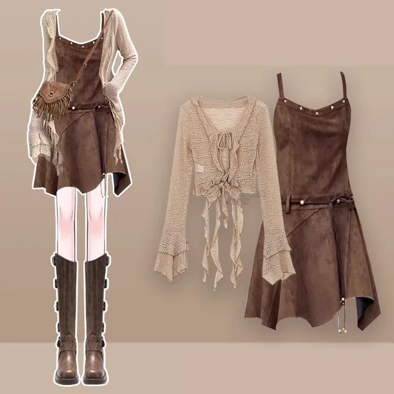 Women's 2025 Summer New In Chic Vintage Sunscreen Cardigan Top+Sexy Strap Skirt Two Piece Suit Korean Elegant Dress Matching Set
Women's 2025 Summer New In Chic Vintage Sunscreen Cardigan Top+Sexy Strap Skirt Two Piece Suit Korean Elegant Dress Matching Set