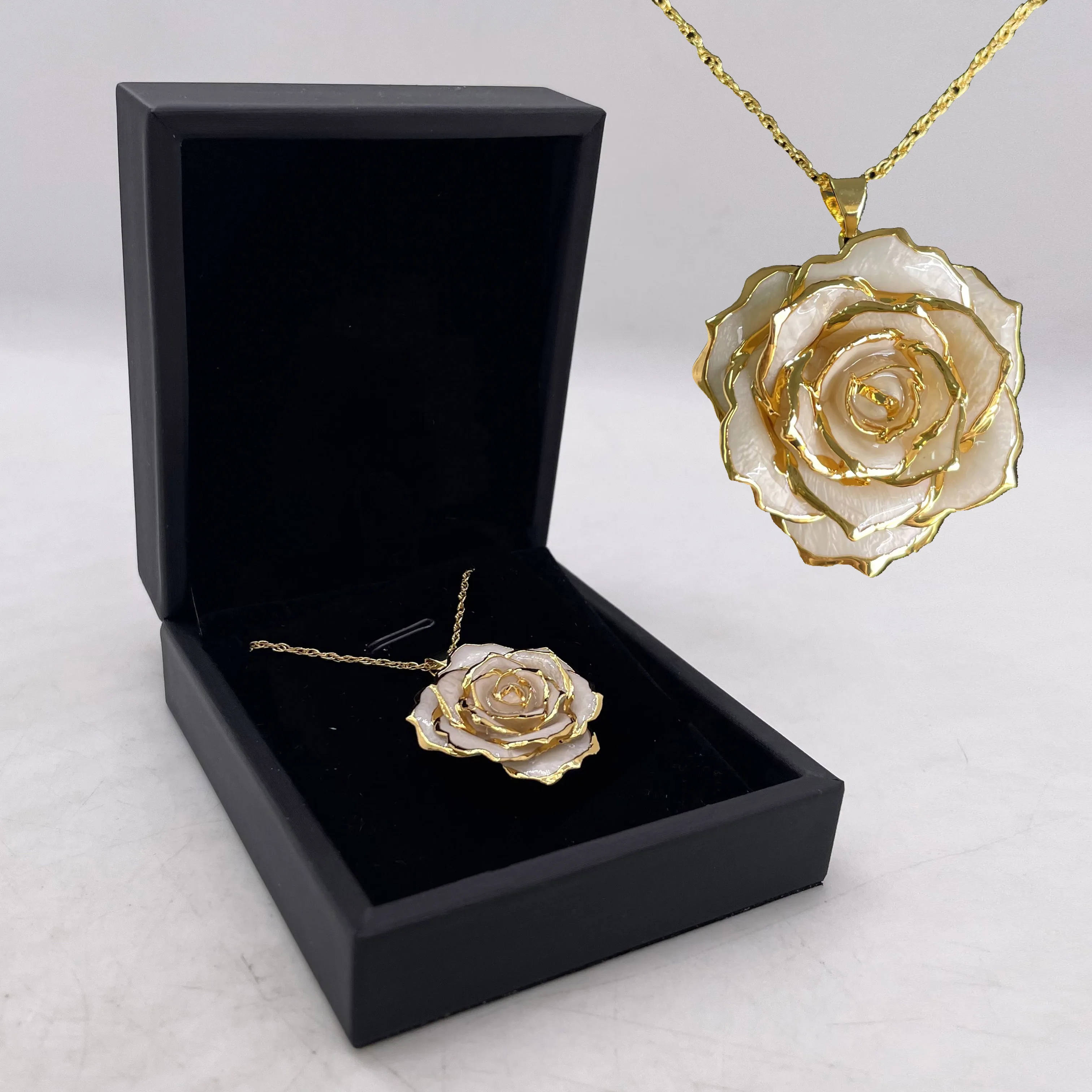 24K Gold Plated Real Rose Necklace Handmade Craft Natural Flower Jewelry Pearl white necklace for wedding and valentine gifts
24K Gold Plated Real Rose Necklace Handmade Craft Natural Flower Jewelry Pearl white necklace for wedding and valentine gifts