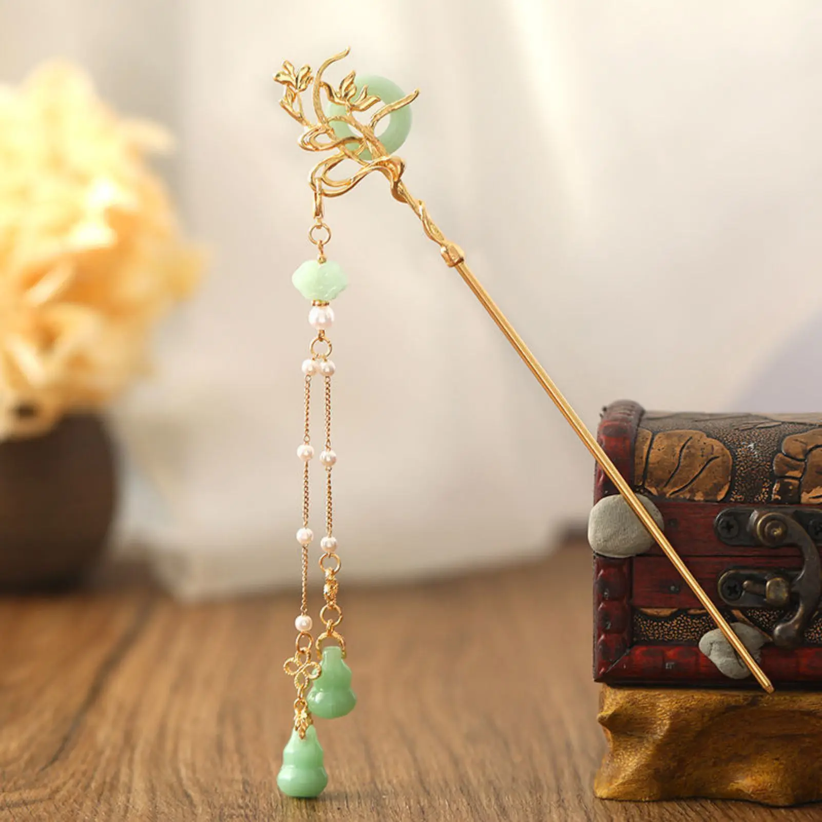 Vintage Alloy Chinese Style Hair Stick with Glaze Lucky Pendant And Long Tassel Elegant Bun Pin For Hanfu Cosplay Women
Vintage Alloy Chinese Style Hair Stick with Glaze Lucky Pendant And Long Tassel Elegant Bun Pin For Hanfu Cosplay Women