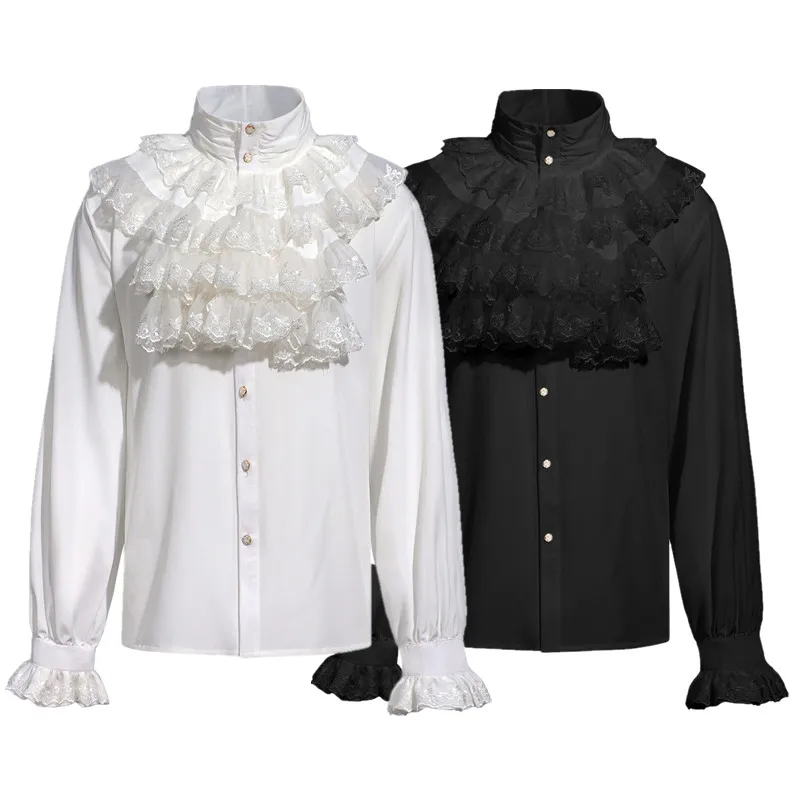 Men's Long Sve Stand Collar Gothic irt Faionable Mid-Century Court Prince Sle loween Performance Costume
Men's Long Sve Stand Collar Gothic irt Faionable Mid-Century Court Prince Sle loween Performance Costume