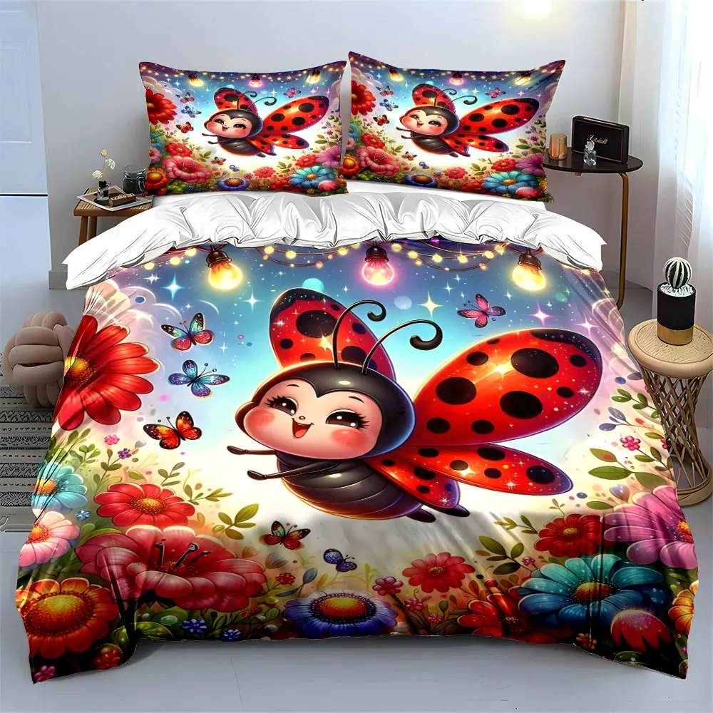 Cute ladybug in colorful flowers Print Soft Comfortable Duvet Cover Bedding Set Included 1*Duvet Cover 2*Pillowcases
Cute ladybug in colorful flowers Print Soft Comfortable Duvet Cover Bedding Set Included 1*Duvet Cover 2*Pillowcases