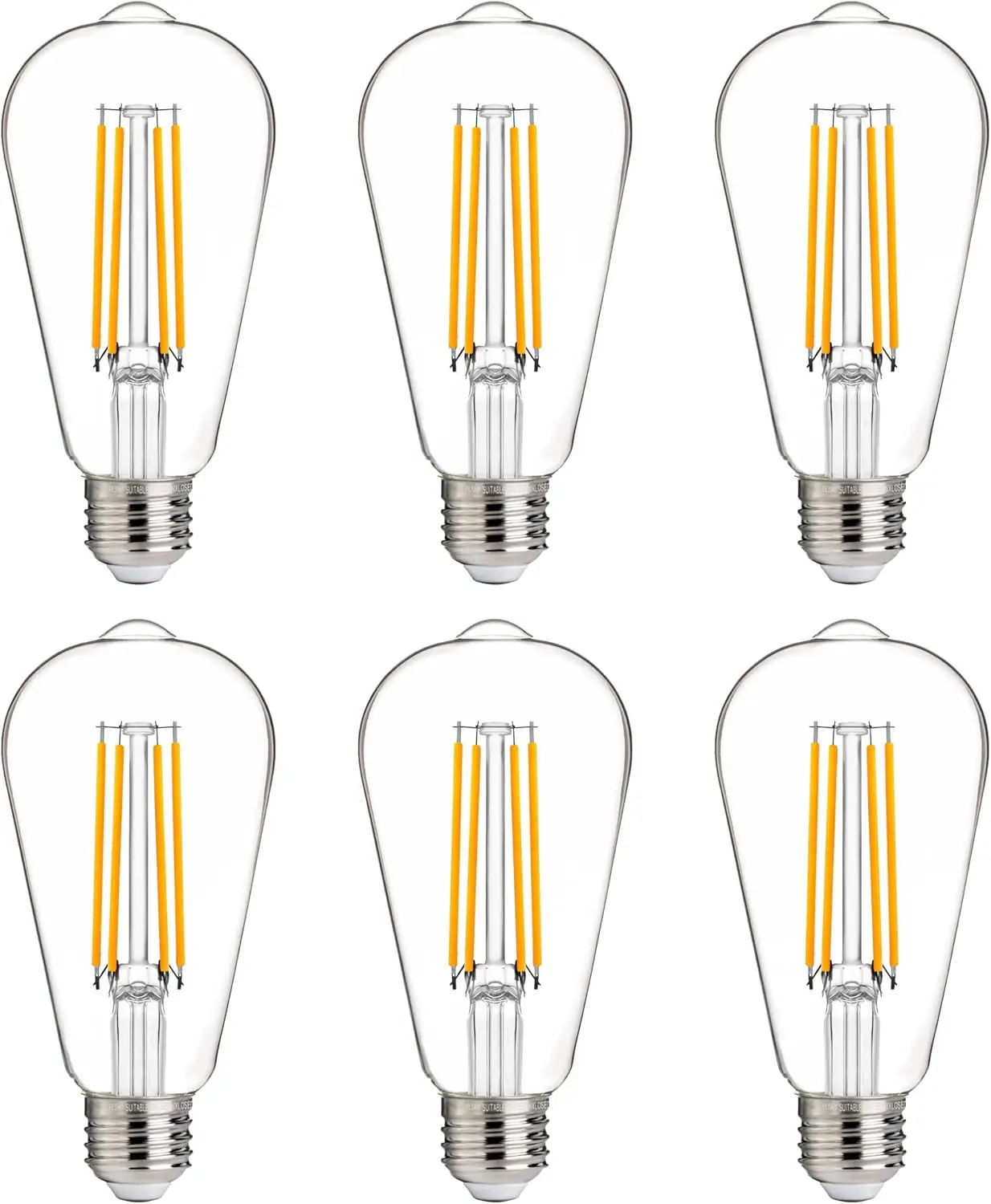 100W Equivalent LED Edison Bulbs, ST19/ST58 Dimmable, 1000LM 2700K Soft White, 8W E26 Base, 6 Pack
100W Equivalent LED Edison Bulbs, ST19/ST58 Dimmable, 1000LM 2700K Soft White, 8W E26 Base, 6 Pack
