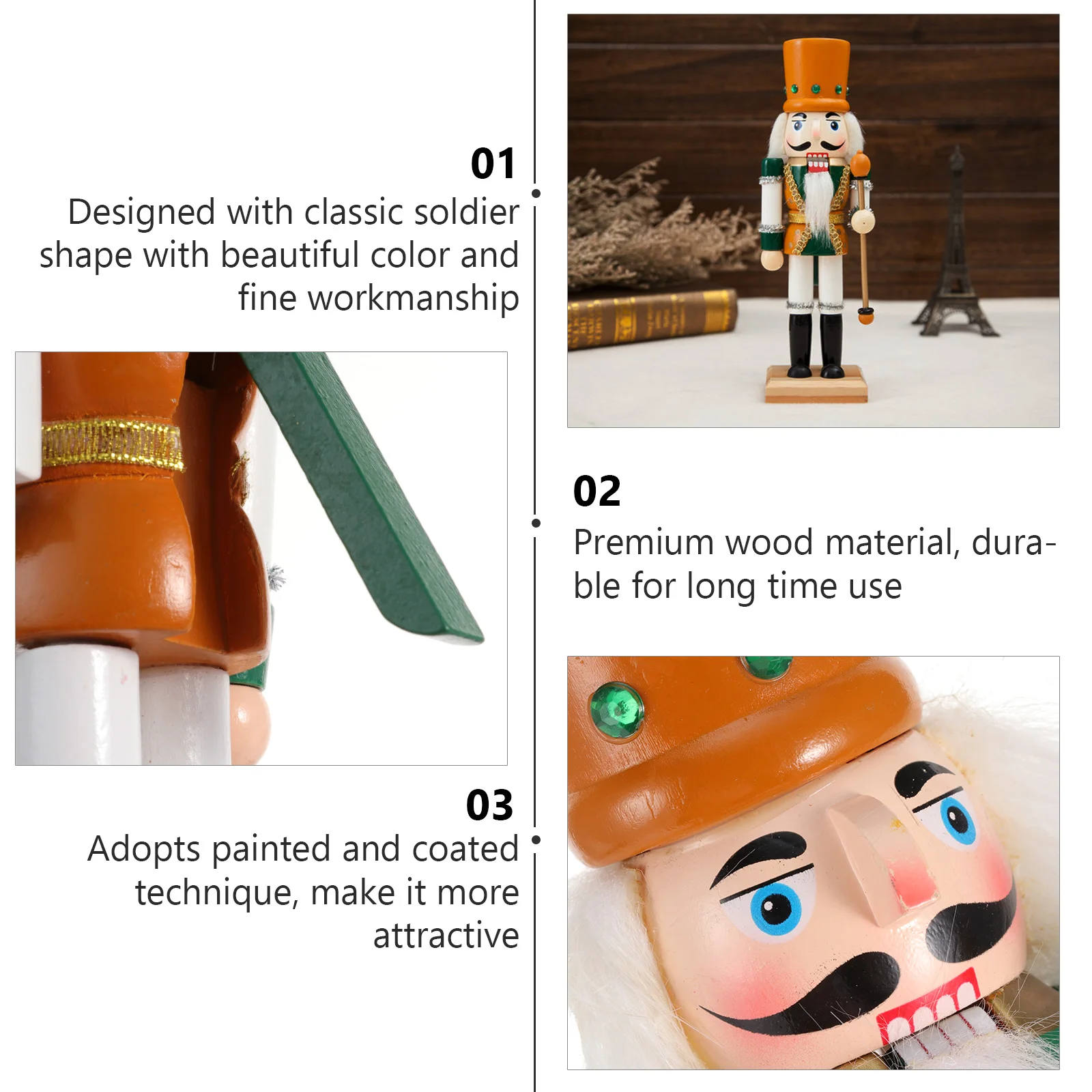Nutcracker Puppets Wooden Christmas Decoration Beautiful Friendly Portable Crafts Painted Soldier nament Home Decor
Nutcracker Puppets Wooden Christmas Decoration Beautiful Friendly Portable Crafts Painted Soldier nament Home Decor