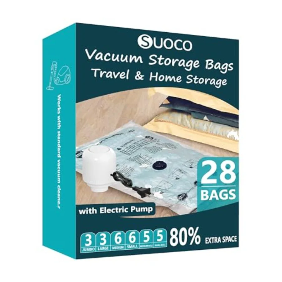 Vacuum Seal Bags for Clothing Travel and Home Storage, Travel Vacuum Bags with Electric Pump, Space Saver packing compression f
Vacuum Seal Bags for Clothing Travel and Home Storage, Travel Vacuum Bags with Electric Pump, Space Saver packing compression f