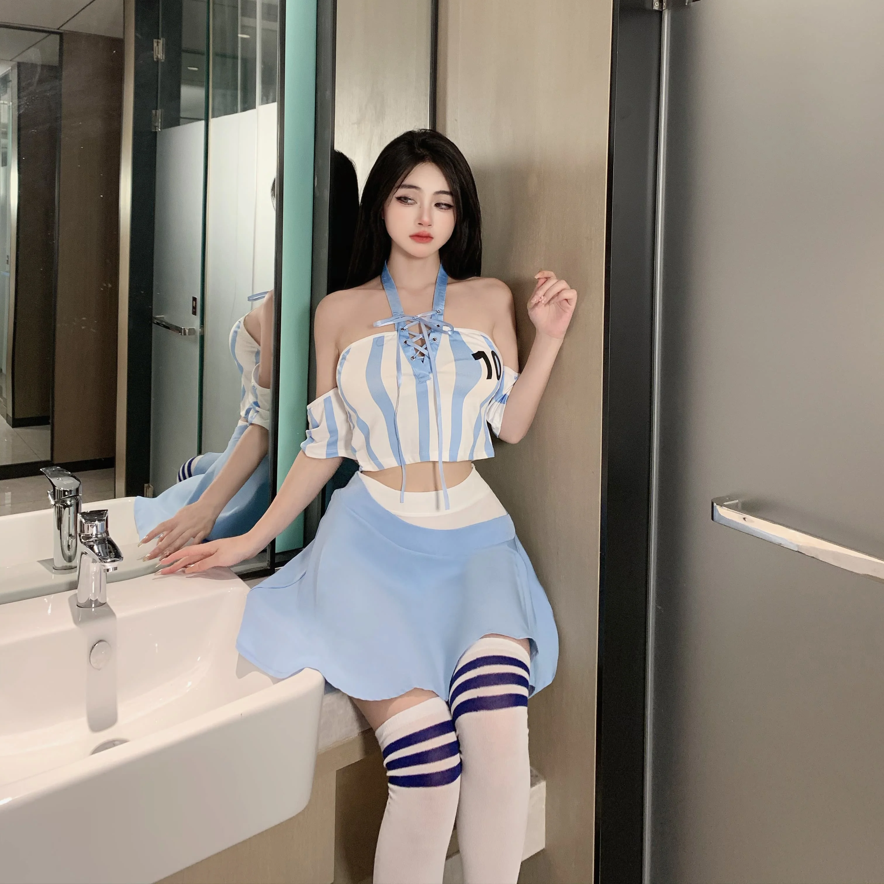 Sexy Women Erotic Lingerie Cheerleader High Elastic Student Clubwear Uniform Sexy Girl Anime Football Baby Cosplay Costumes
Sexy Women Erotic Lingerie Cheerleader High Elastic Student Clubwear Uniform Sexy Girl Anime Football Baby Cosplay Costumes