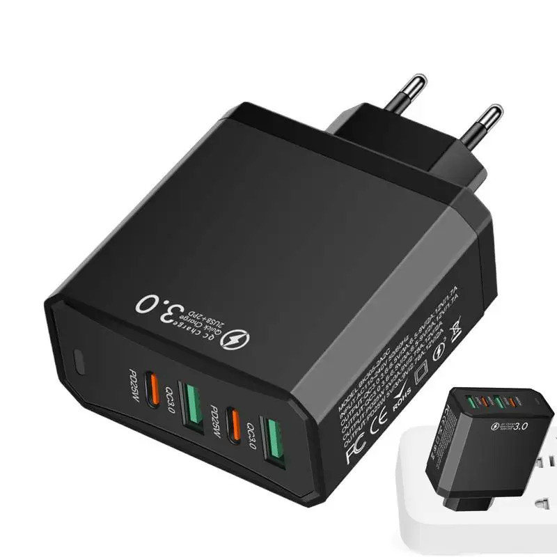 European Charger 2USB2PD Euro Plug Adapter 4 In 1 Multiple Interfaces QC3.0 Fast Phone Charger for Airport Study Abroad Hotel
European Charger 2USB2PD Euro Plug Adapter 4 In 1 Multiple Interfaces QC3.0 Fast Phone Charger for Airport Study Abroad Hotel