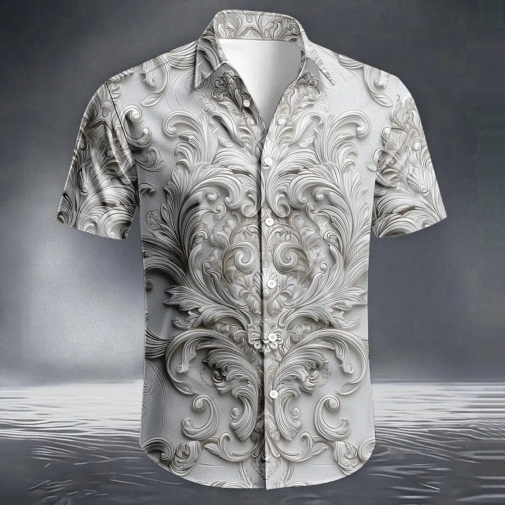 Men's Baroque Floral 3D Print Turndown Collar Shirt, Vintage Button Up Tops for Spring Summer Outdoor Vacation Daily Wear
Men's Baroque Floral 3D Print Turndown Collar Shirt, Vintage Button Up Tops for Spring Summer Outdoor Vacation Daily Wear