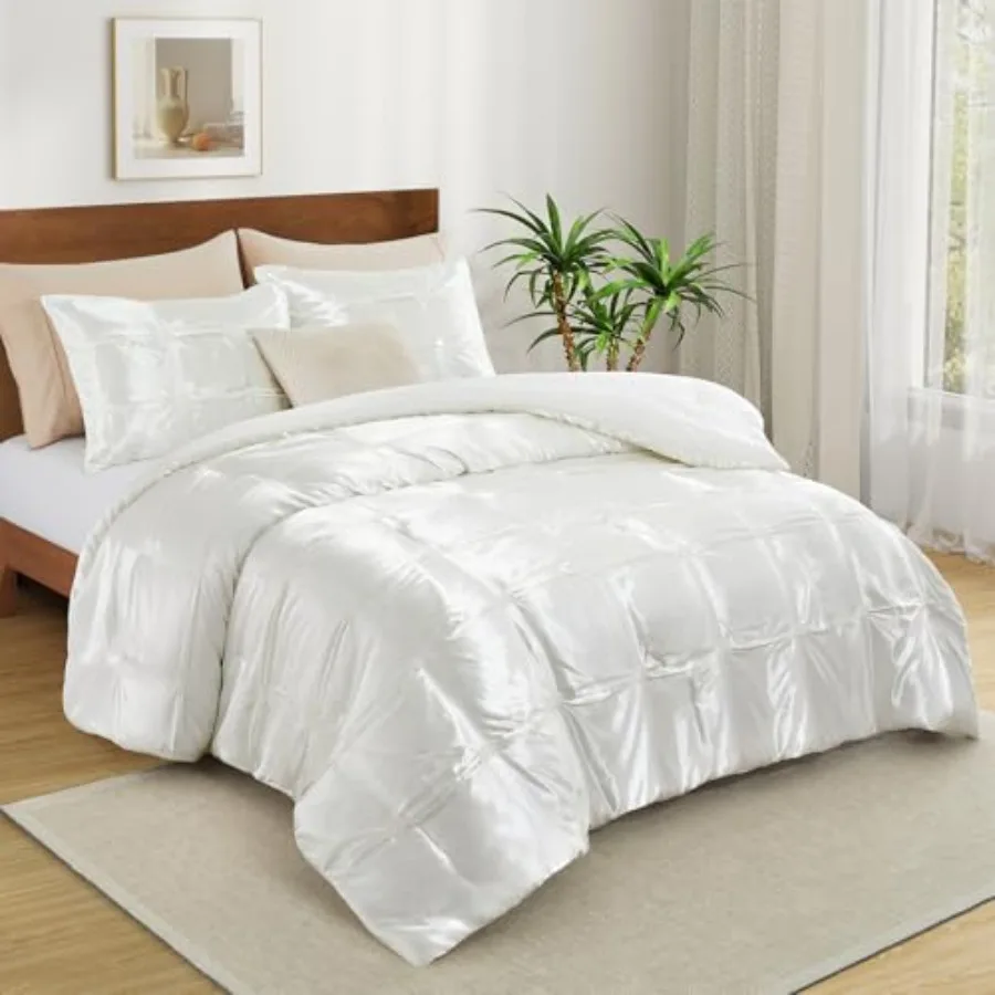 Size Satin Comforter Set Ivory, 3 Pieces Soft and Lightweight Silk Bedding, All Season Fluffy Down Alternative Comforter Bed Se
Size Satin Comforter Set Ivory, 3 Pieces Soft and Lightweight Silk Bedding, All Season Fluffy Down Alternative Comforter Bed Se