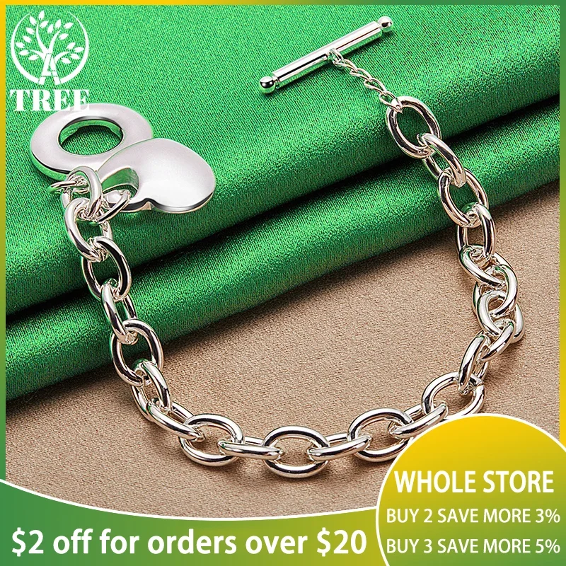 ALITREE 925 Sterling Silver Bracelet Solid Heart Chain Bracelets Women's Wedding Party Fashion Classic Style Jewelry Gifts
ALITREE 925 Sterling Silver Bracelet Solid Heart Chain Bracelets Women's Wedding Party Fashion Classic Style Jewelry Gifts