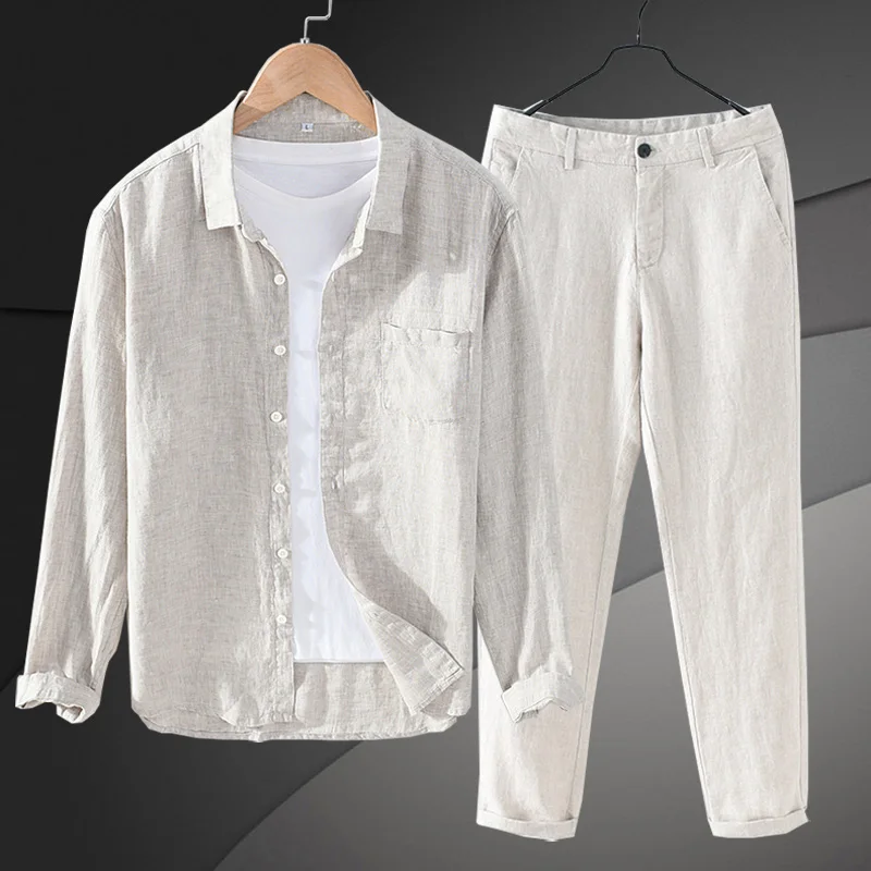 Summer Linen Set Men 2 Pieces Suit Short Sleeved Thin Spring Autumn 100℅Linen Shirt Long Sleeve Men Linen Pants Men High Quality
Summer Linen Set Men 2 Pieces Suit Short Sleeved Thin Spring Autumn 100℅Linen Shirt Long Sleeve Men Linen Pants Men High Quality