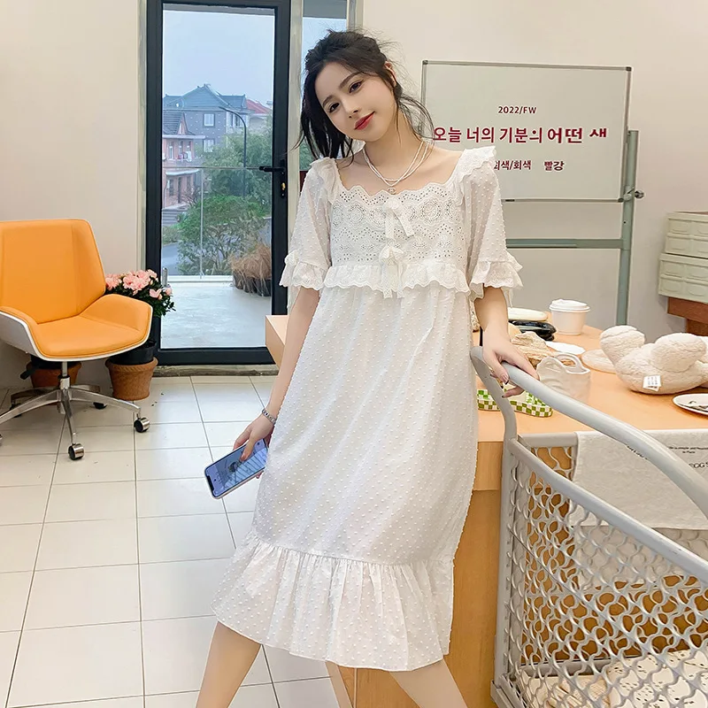 Summer Women Short Sleeve Princess Dress Lady Sweet Cute Cotton Sleepdress Female Loose Casual Nightdress Homedress
Summer Women Short Sleeve Princess Dress Lady Sweet Cute Cotton Sleepdress Female Loose Casual Nightdress Homedress