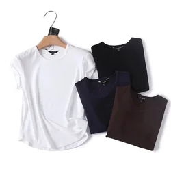 Women's summer casual skin-friendly cotton T-shirt with round neck and rotator cuff female 222 Women's summer casual skin-friendly cotton T-shirt with round neck and rotator cuff female 222