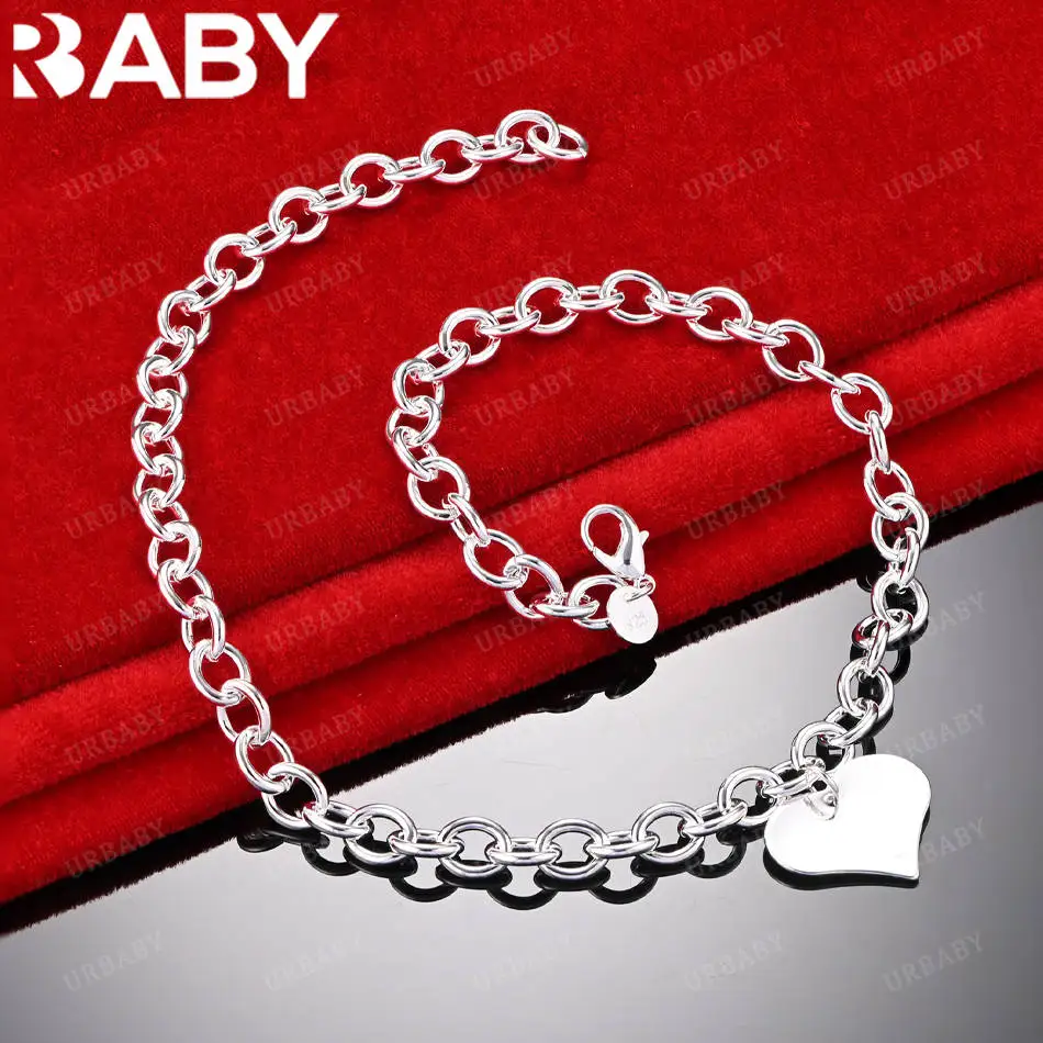 URBABY 45cm 925 Sterling Silver Heart Chain Necklace For Women Fashion Jewelry Grace Romantic Engagement Anniversary Gifts
URBABY 45cm 925 Sterling Silver Heart Chain Necklace For Women Fashion Jewelry Grace Romantic Engagement Anniversary Gifts