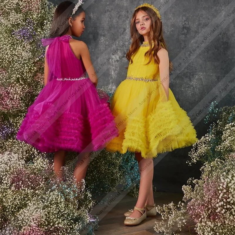 Angel Novias Short Knee length Yellow High Neck Flower Girl Dress Pageant Dress Birthday Gown Customized Wedding Party Gown
Angel Novias Short Knee length Yellow High Neck Flower Girl Dress Pageant Dress Birthday Gown Customized Wedding Party Gown