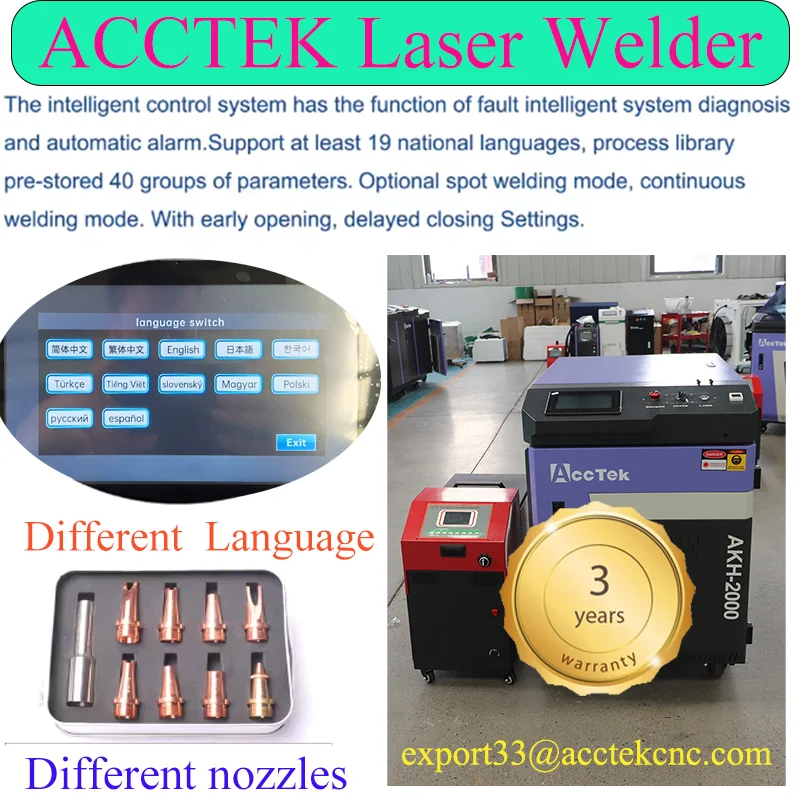 AccTek Handheld Water Cooled Laser Welding Machine 3000W Stainless Steel Spot Welding High Quality Fiber Laser Welder 
AccTek Handheld Water Cooled Laser Welding Machine 3000W Stainless Steel Spot Welding High Quality Fiber Laser Welder