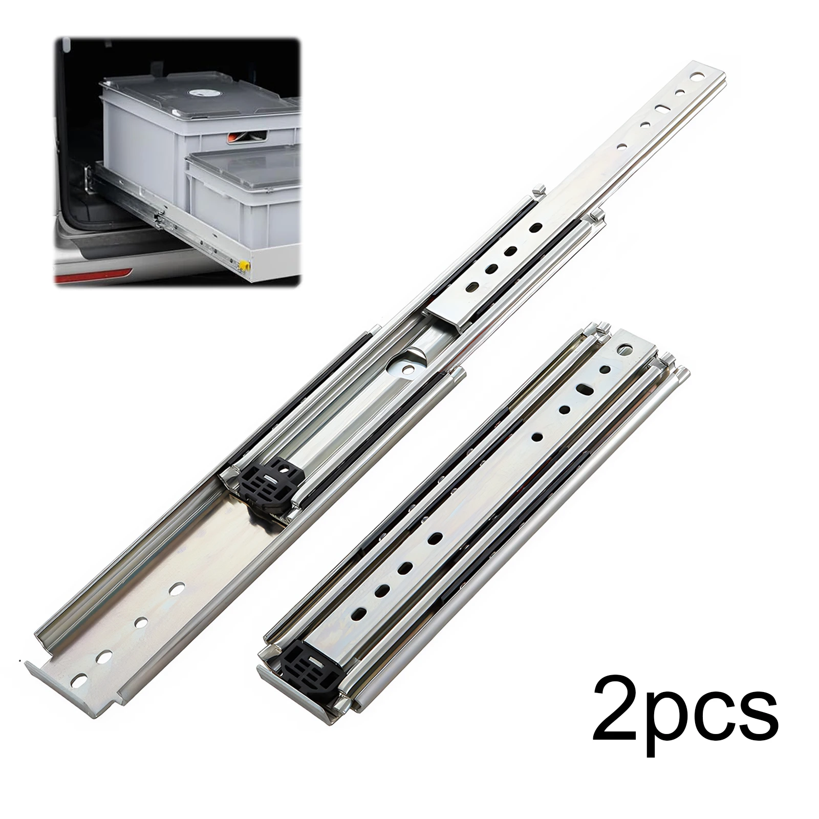 1 Pair 44 Inch Full Extension Ball Bearing Rails with Lock Locking Drawer Slides Side Mount for RV Cabinets Tool Box & Storage