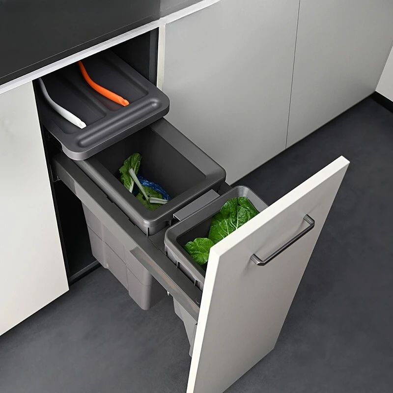 Undermount Dual Bin Trash System Cabinet Pull-Out basket Concealed Recycling Organizer Hidden Built-In Waste Drawer with Lids
Undermount Dual Bin Trash System Cabinet Pull-Out basket Concealed Recycling Organizer Hidden Built-In Waste Drawer with Lids
