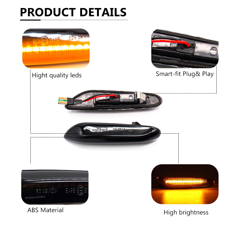 2pcs Dynamic LED Turn Signal Side Marker Light For BMW E46 E60 E61 E81 E82 E87 E88 E90 E91 E92 E93 X1 E84 X3 E83 X5 E53
2pcs Dynamic LED Turn Signal Side Marker Light For BMW E46 E60 E61 E81 E82 E87 E88 E90 E91 E92 E93 X1 E84 X3 E83 X5 E53