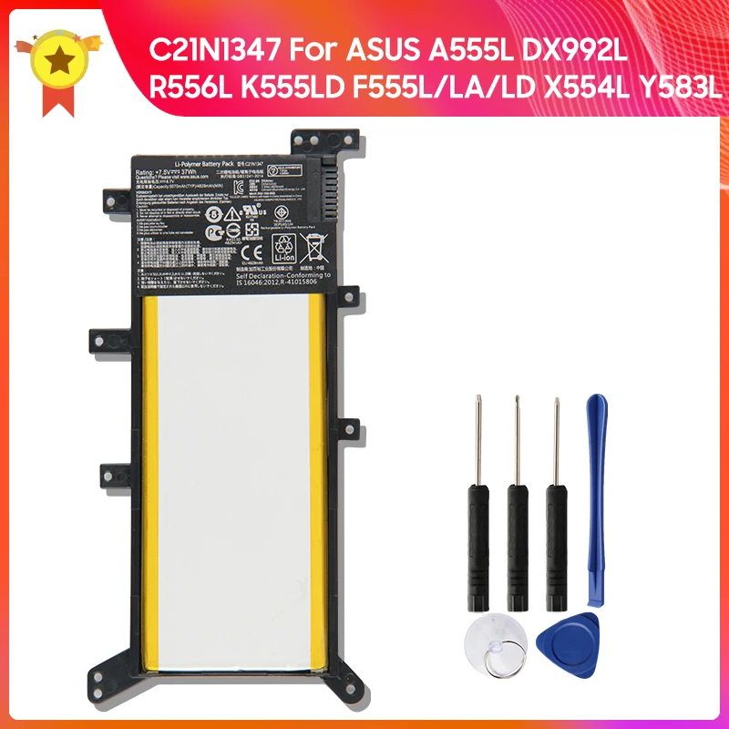 Replacement Battery C21N1347 5070mAh For ASUS X555 X555LA X555LD X555LN A555L Y583L R556L R557L F555L Batteries With Tool
Replacement Battery C21N1347 5070mAh For ASUS X555 X555LA X555LD X555LN A555L Y583L R556L R557L F555L Batteries With Tool