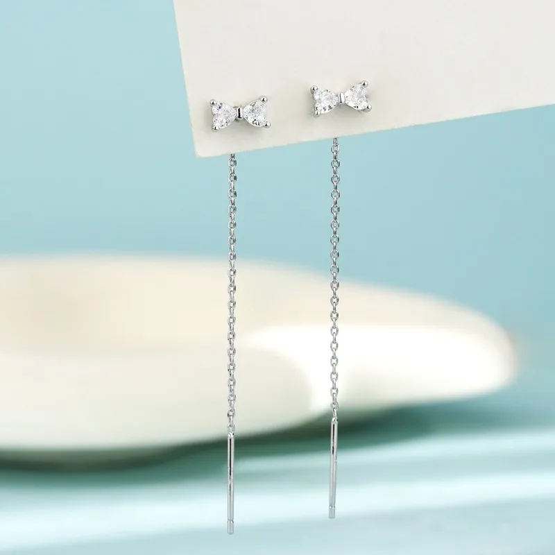 925 Sterling Silver Geometric Heart Love Zircon Bow Tassels Drop Earring for Women Fine Jewelry High Luxury Vintage Accessories 
925 Sterling Silver Geometric Heart Love Zircon Bow Tassels Drop Earring for Women Fine Jewelry High Luxury Vintage Accessories