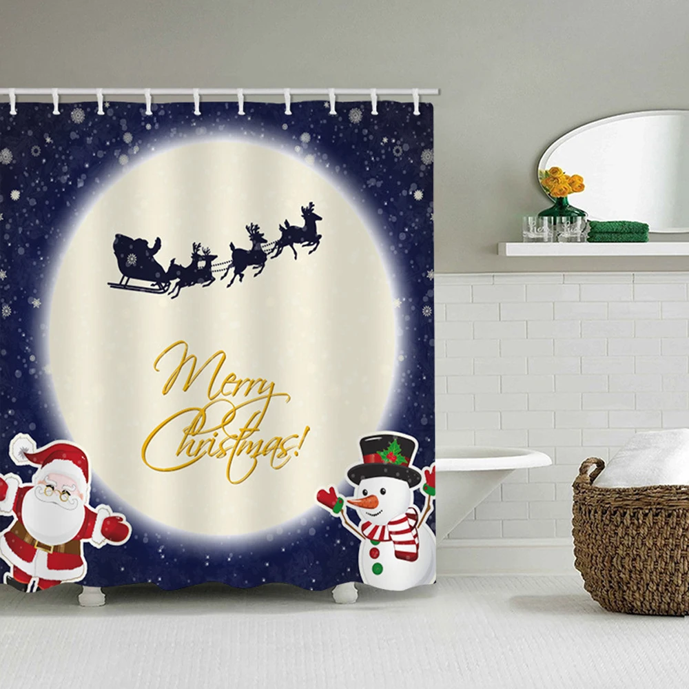 Elk Snowman Bell Christmas Shower Curtains Moose Santa Claus Holiday Xmas Decor Polyester Fabric Bathroom Bath Curtain with Hook
Elk Snowman Bell Christmas Shower Curtains Moose Santa Claus Holiday Xmas Decor Polyester Fabric Bathroom Bath Curtain with Hook