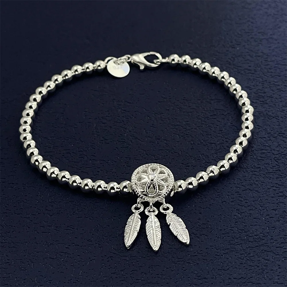 925 Sterling Silver Ball Feather Pendant Bracelet, Ladies Couple Simple Luxury Banquet Wedding Birthday Jewelry Gift
925 Sterling Silver Ball Feather Pendant Bracelet, Ladies Couple Simple Luxury Banquet Wedding Birthday Jewelry Gift