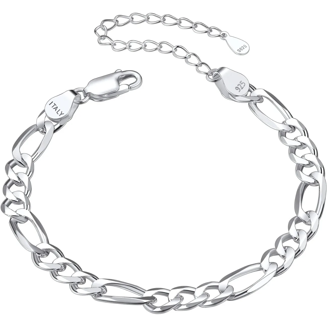 3mm 5mm 925 Sterling Silver High Polished Flat Curb Figaro Chain Bracelet, Adjustable Dainty Bracelet for Men Women Girls
3mm 5mm 925 Sterling Silver High Polished Flat Curb Figaro Chain Bracelet, Adjustable Dainty Bracelet for Men Women Girls