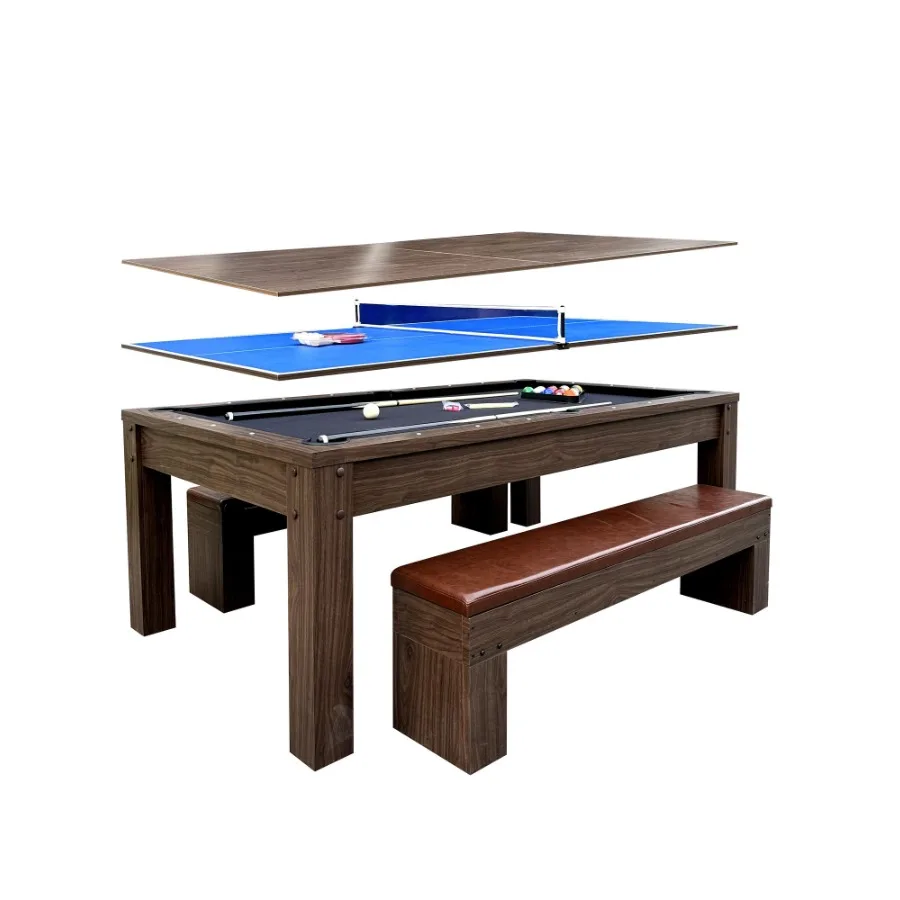 7ft 3-in-1 Multi-Functional Pool Table with Benches Pool Table + Ping Pong Table + Dining Table
7ft 3-in-1 Multi-Functional Pool Table with Benches Pool Table + Ping Pong Table + Dining Table