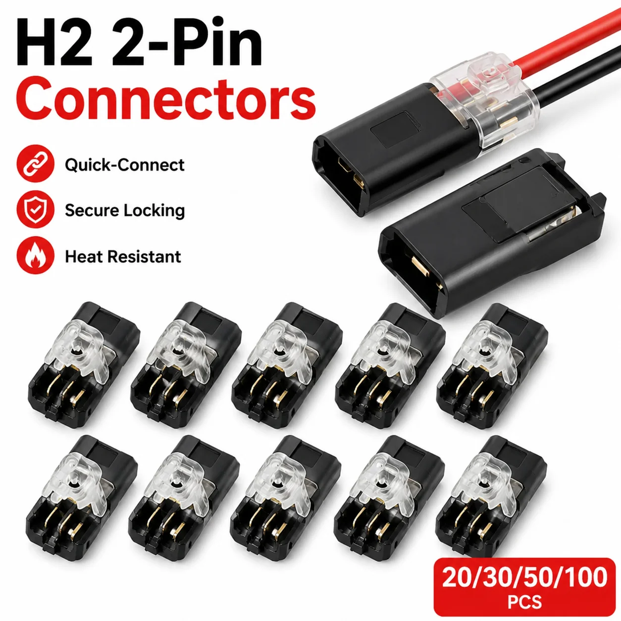 20/30/50/100Pcs H2 2Pin Pluggable Wire Connectors Nylon Insulated Copper Quick Connect Terminal Blocks
20/30/50/100Pcs H2 2Pin Pluggable Wire Connectors Nylon Insulated Copper Quick Connect Terminal Blocks