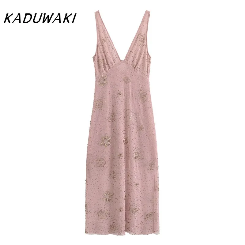 KADUWAKI European/American Style Summer V Neck Sequined High-end Temperament Slim Mesh Suspender Dresses Women's Robe Sexy Dress
KADUWAKI European/American Style Summer V Neck Sequined High-end Temperament Slim Mesh Suspender Dresses Women's Robe Sexy Dress
