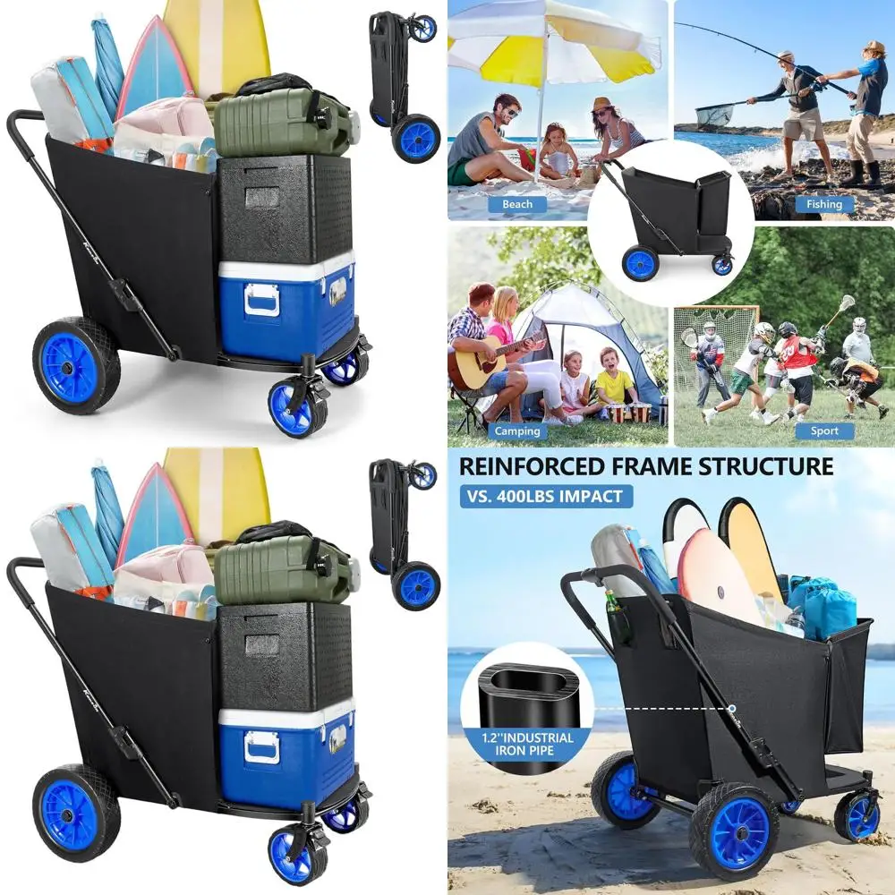 Heavy-Duty 320L Sand Beach Cart with 12 All-Terrain Wheels, Collapsible for Camping & Fishing
Heavy-Duty 320L Sand Beach Cart with 12 All-Terrain Wheels, Collapsible for Camping & Fishing