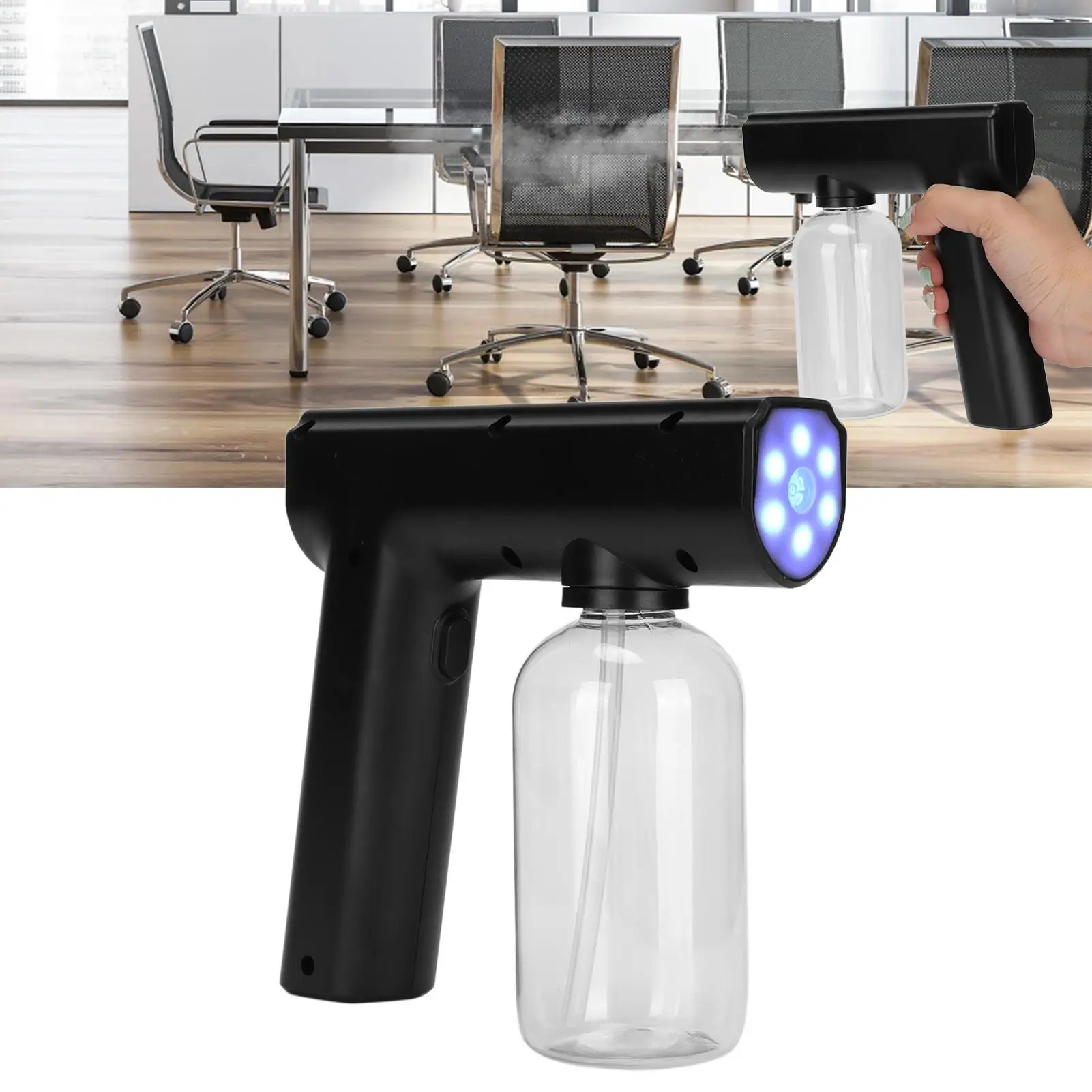 Electric Mist Atomizer Sprayer Gun - Handheld Portable Rechargeable Fogger, Nanometer Machine for Home, Office, School, Hotel
Electric Mist Atomizer Sprayer Gun - Handheld Portable Rechargeable Fogger, Nanometer Machine for Home, Office, School, Hotel