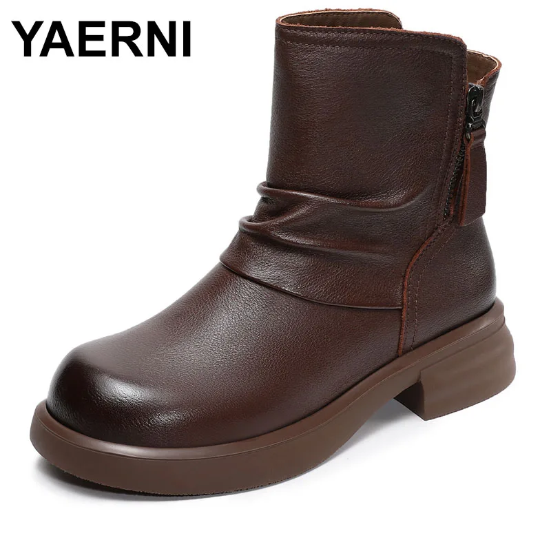 Короткие сапоги из натуральной кожи на толстом каблуке, осенне-зимние новые винтажные плиссированные женские ботинки с двойной молнией
Короткие сапоги из натуральной кожи на толстом каблуке, осенне-зимние новые винтажные плиссированные женские ботинки с двойной молнией