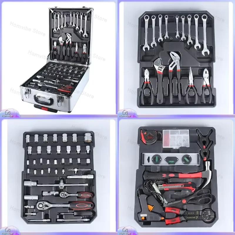 186-Piece Hand Tool Set with Wrenches Screwdrivers Pliers Socket Set for Home Repair DIY Furniture Assembly Black and White
186-Piece Hand Tool Set with Wrenches Screwdrivers Pliers Socket Set for Home Repair DIY Furniture Assembly Black and White
