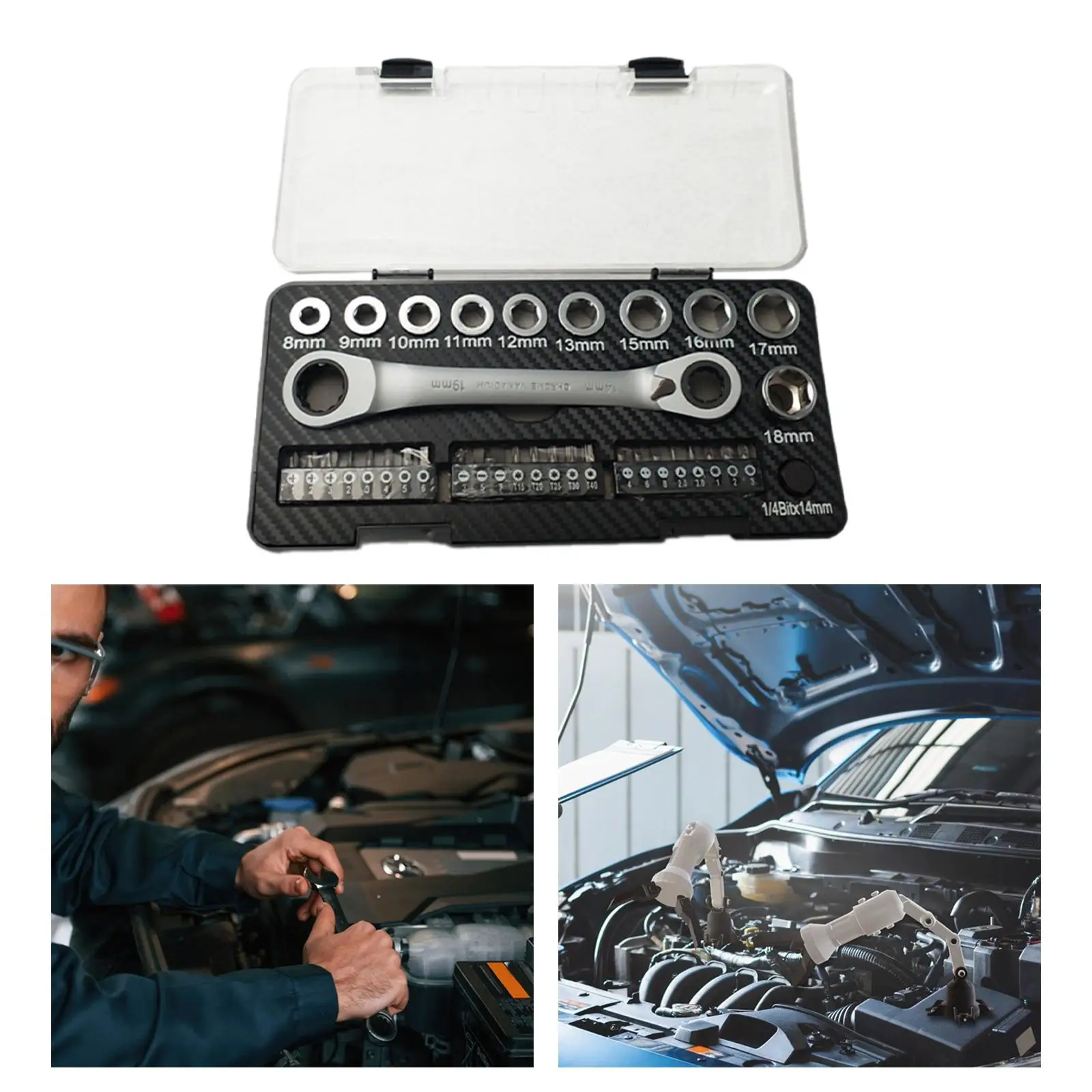 36-piece Metric Socket Wrench Set with Ratchet Wrench And Quick Release, 8-18
36-piece Metric Socket Wrench Set with Ratchet Wrench And Quick Release, 8-18